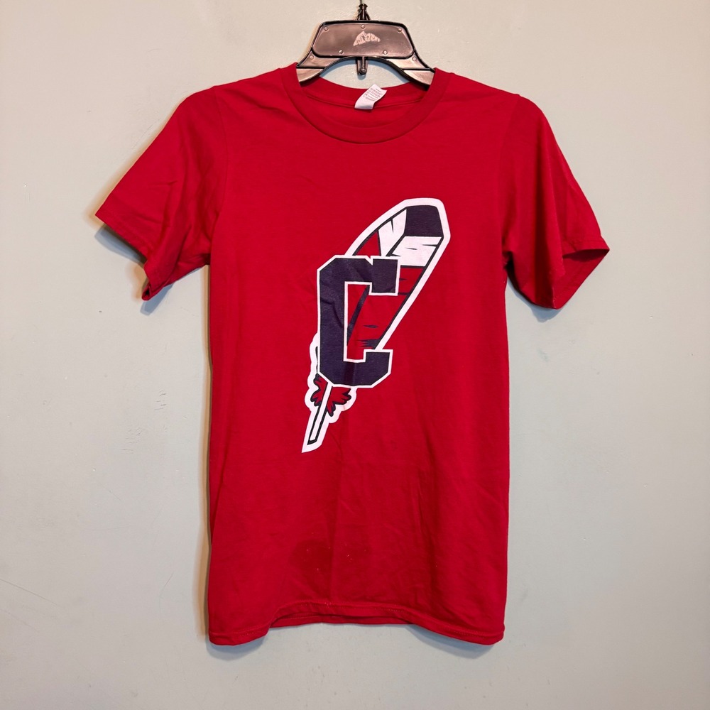 Cleveland Indians Anvil Sustainable Red Graphic T-Shirt XS Baseball Tee